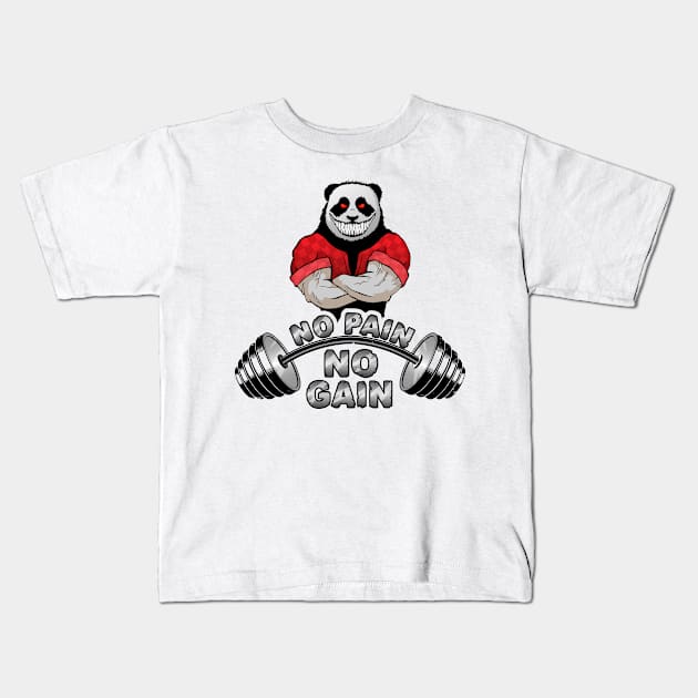 Art barbell and strong evil panda. Kids T-Shirt by MaksKovalchuk